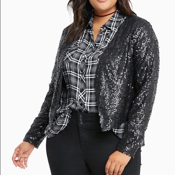 torrid Jackets & Blazers - TORRID SIZE 3 DRAPE FRONT SEQUIN JACKET torrid Jackets & Blazers - TORRID SIZE 3 DRAPE FRONT SEQUIN JACKET